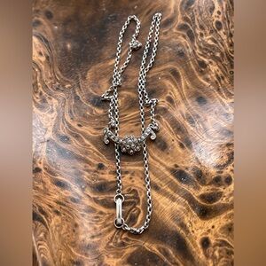 Antique Vintage Pyrite Marcasite Sterling Silver cable chain Pendant Necklace